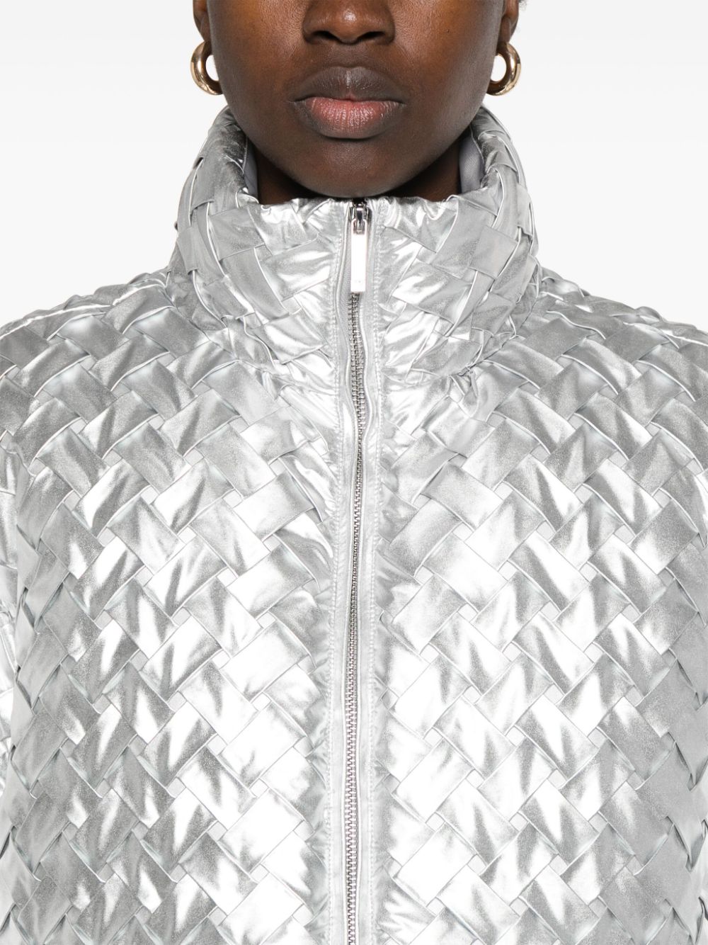 Emporio Armani Silver Metallic Padded Coat image 4