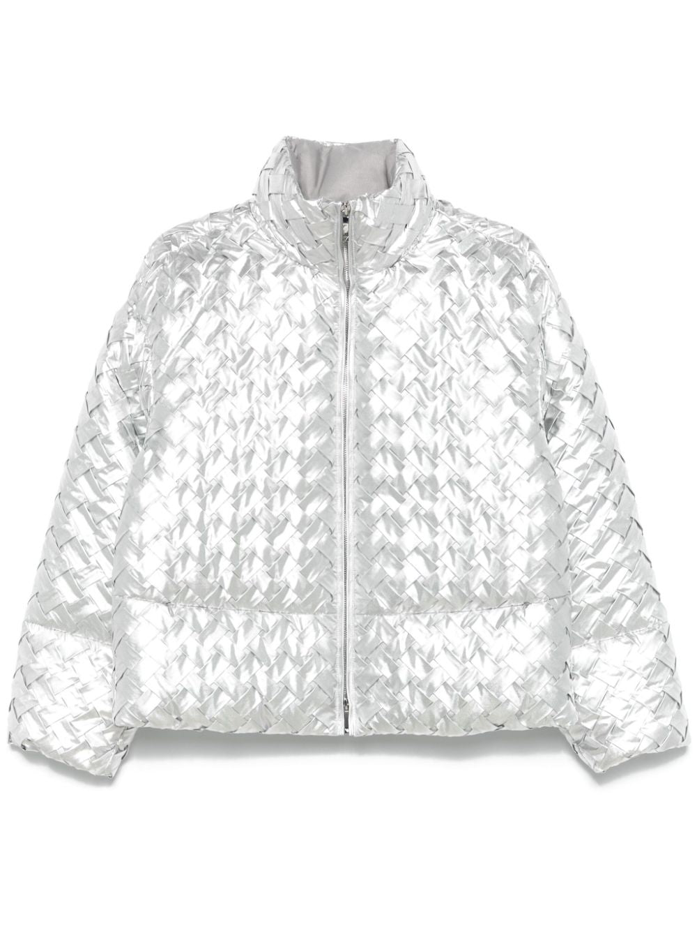 Emporio Armani Silver Metallic Padded Coat image 0