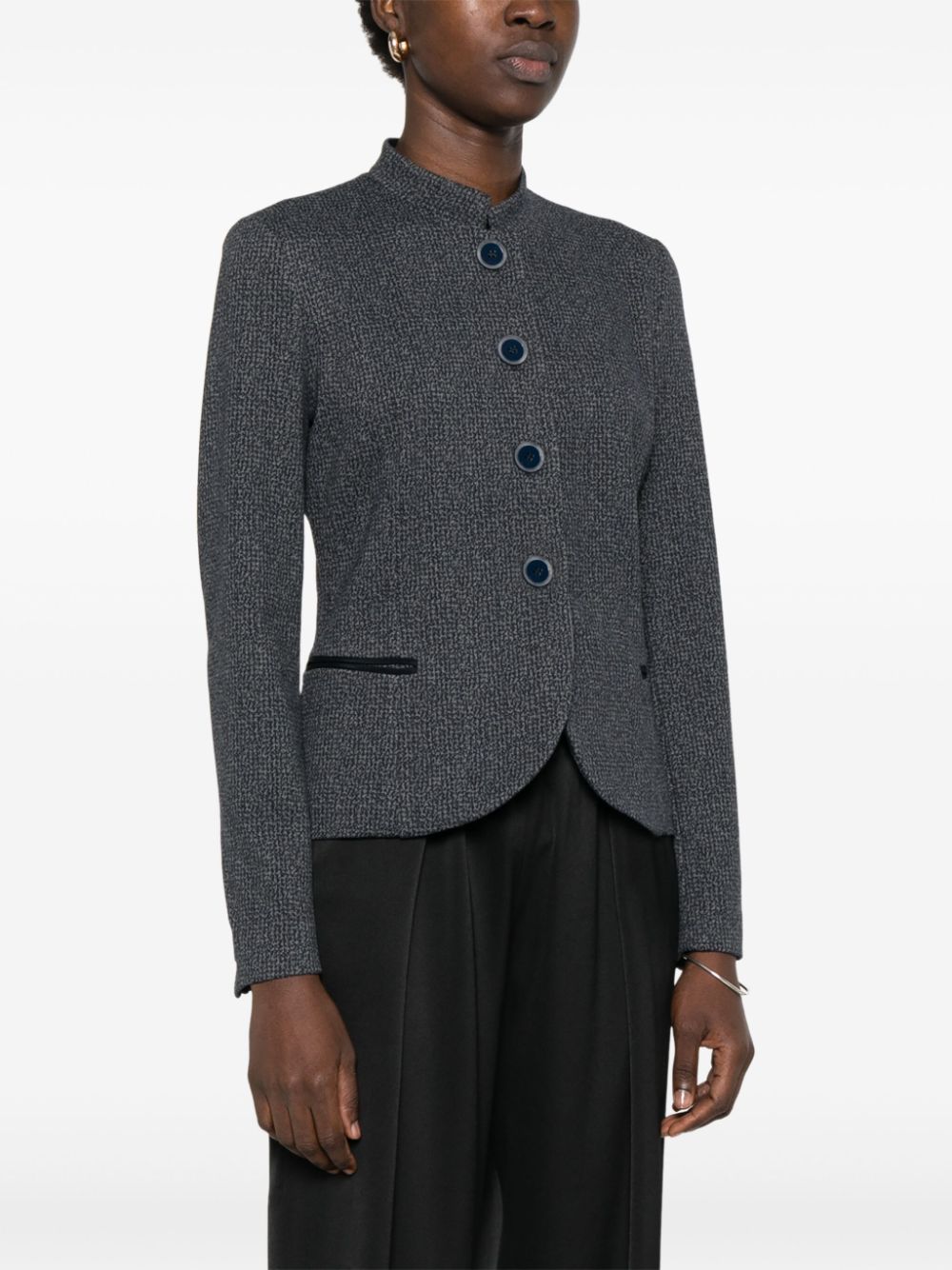 Emporio Armani Blue Jacquard Stretch Blazer image 1