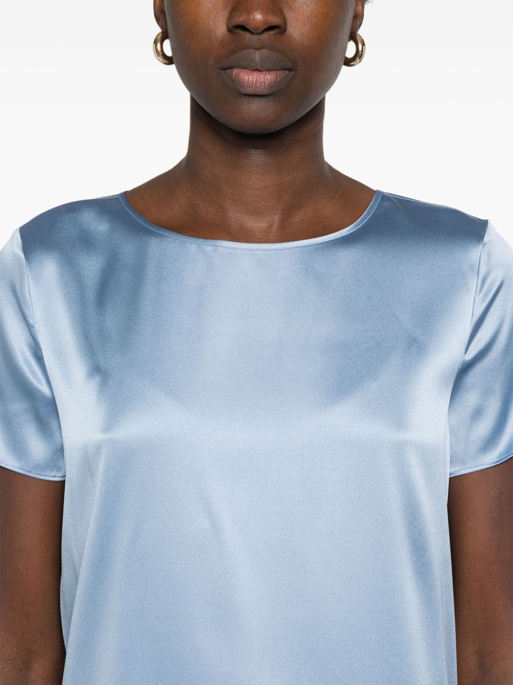 Emporio Armani Sky Blue Stretch Silk Satin Top image 2