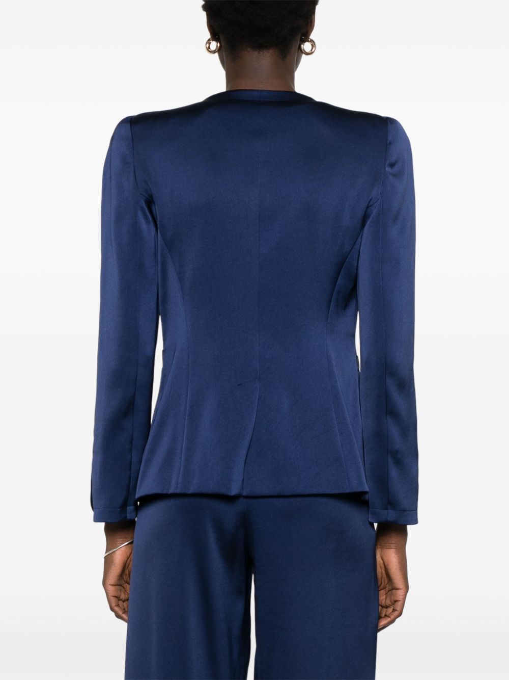 Emporio Armani Blue Stretch Satin Weave Jacket image 1