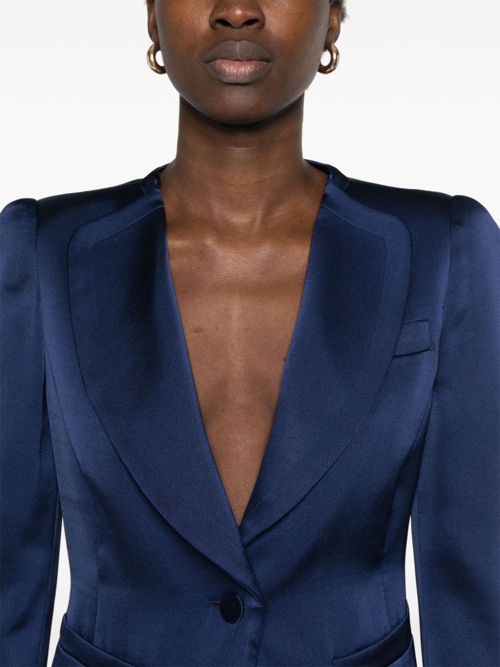 Emporio Armani Blue Stretch Satin Weave Jacket image 3