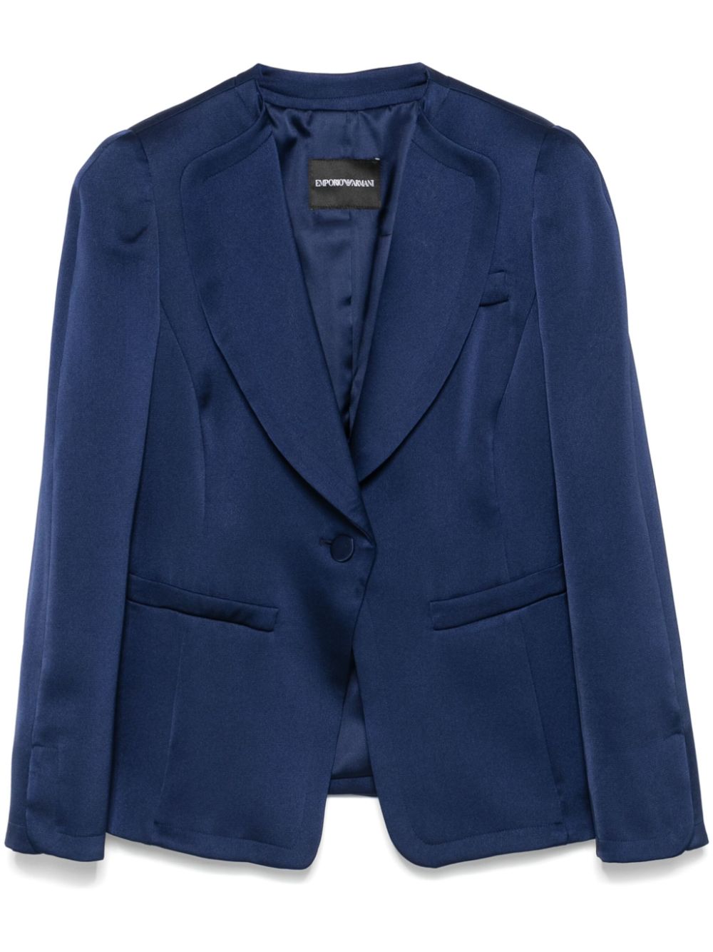 Emporio Armani Blue Stretch Satin Weave Jacket image 0