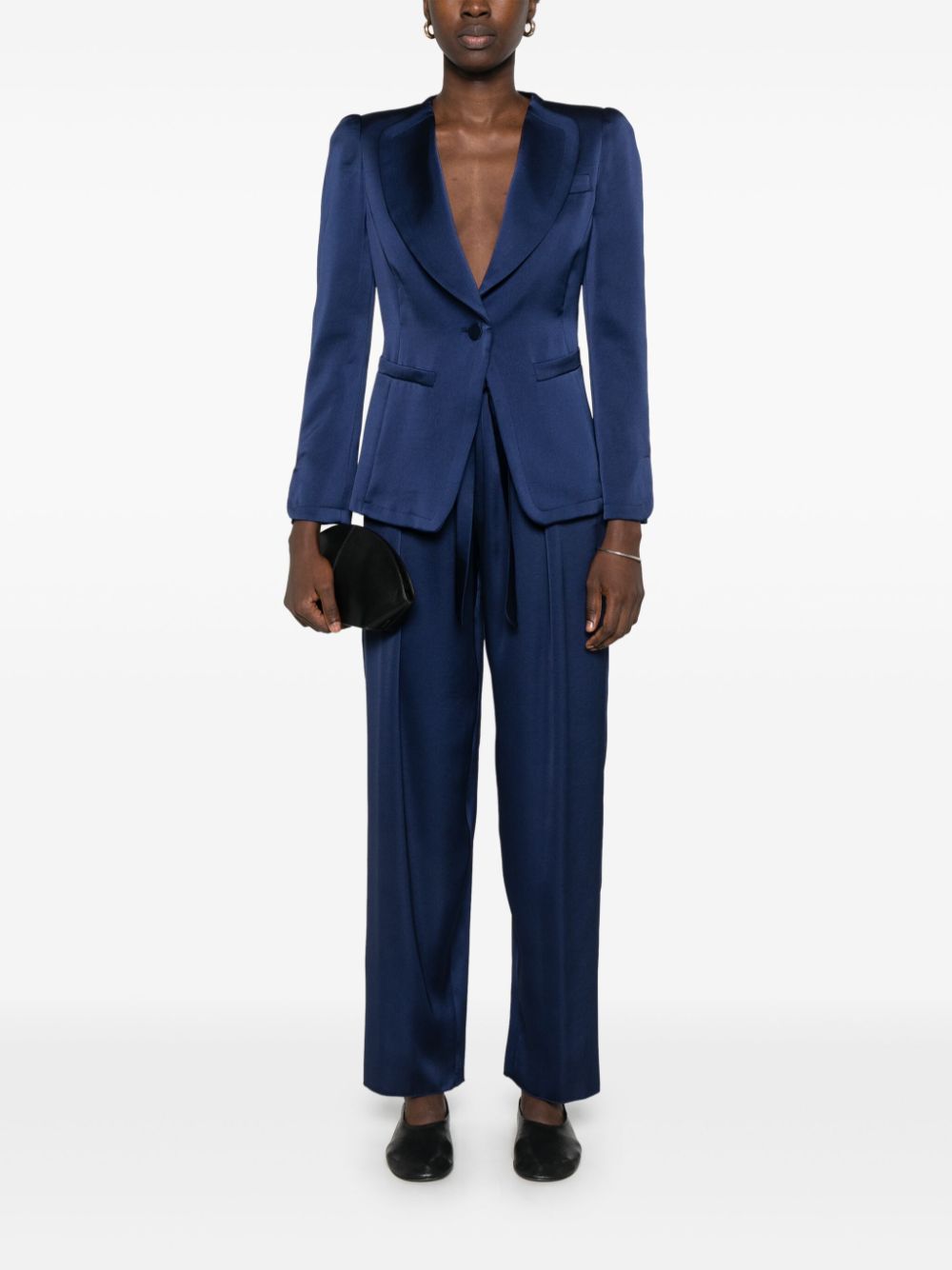 Emporio Armani Blue Stretch Satin Weave Jacket image 4