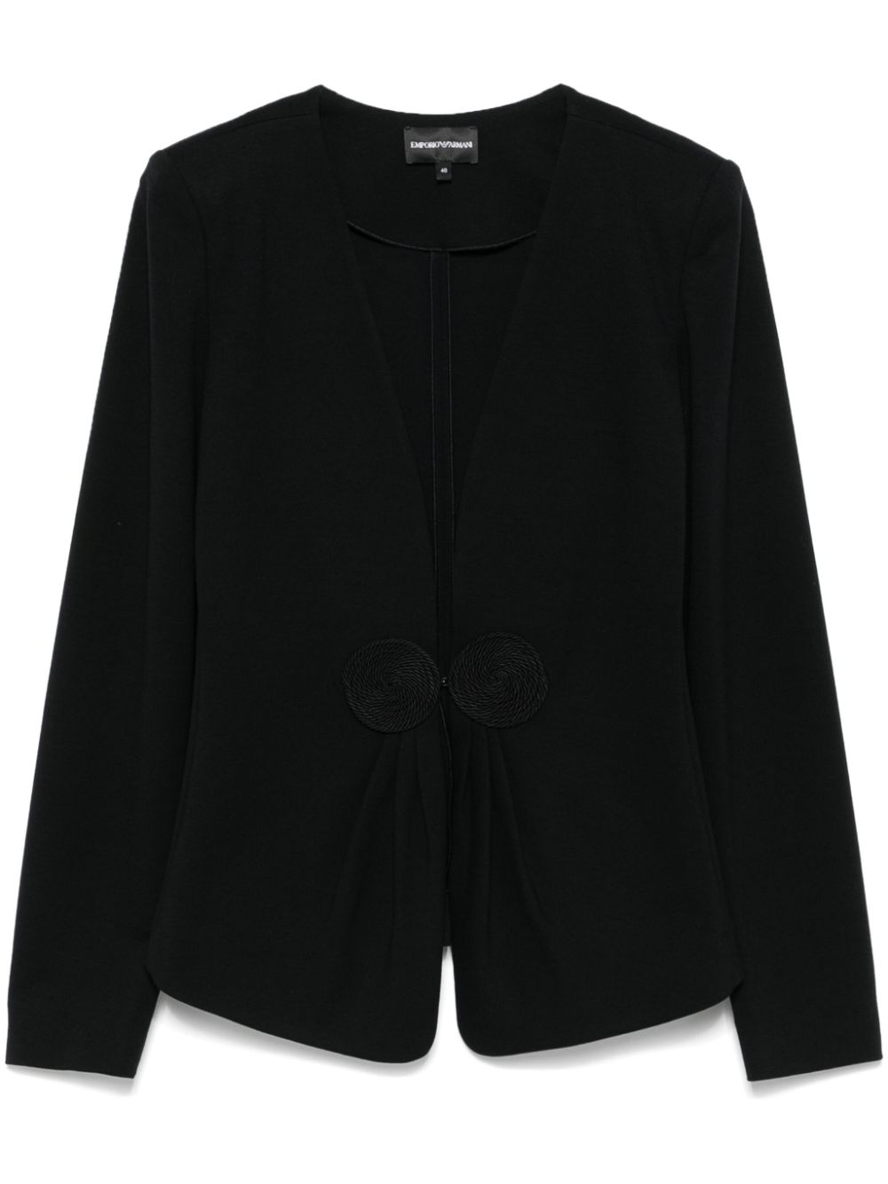 Emporio Armani Black Jersey Blazer with Appliqué Detail image 0