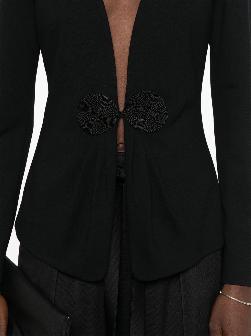 Emporio Armani Black Jersey Blazer with Appliqué Detail image 2