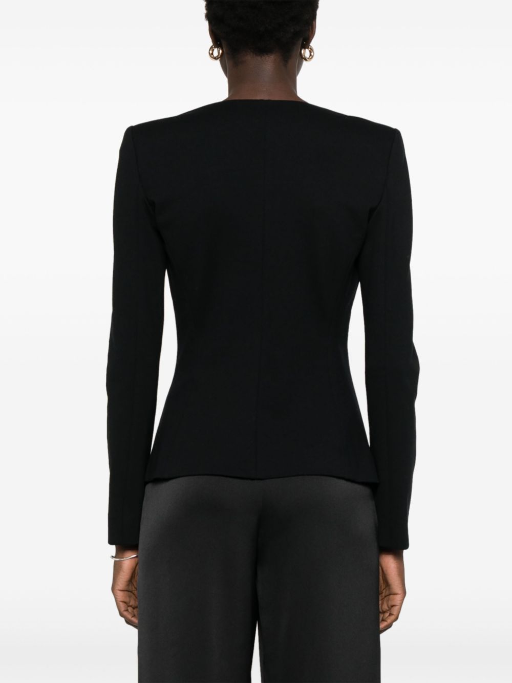 Emporio Armani Black Jersey Blazer with Appliqué Detail image 3