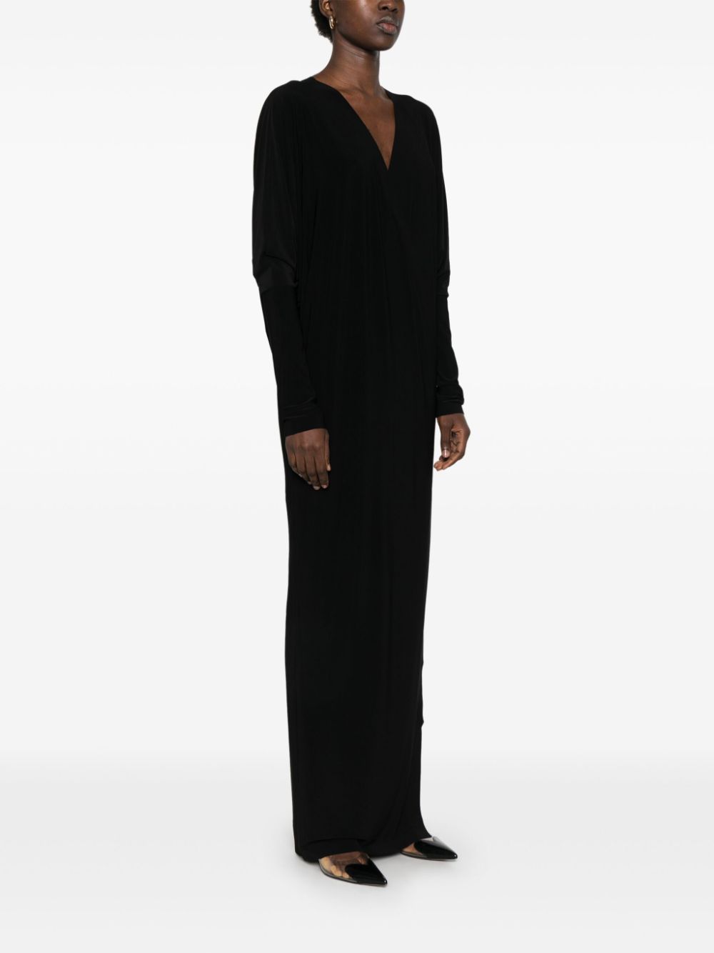 Norma Kamali Black Wrap Dress with Plunging Neckline image 2