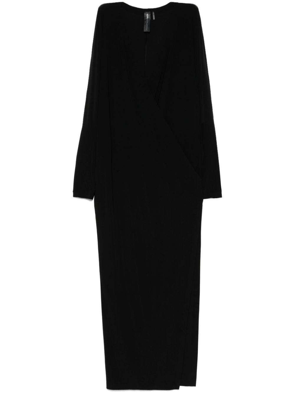 Norma Kamali Black Wrap Dress with Plunging Neckline image 0