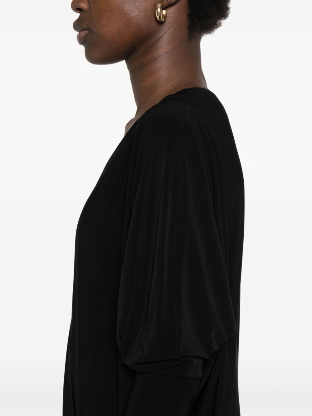 Norma Kamali Black Wrap Dress with Plunging Neckline image 4