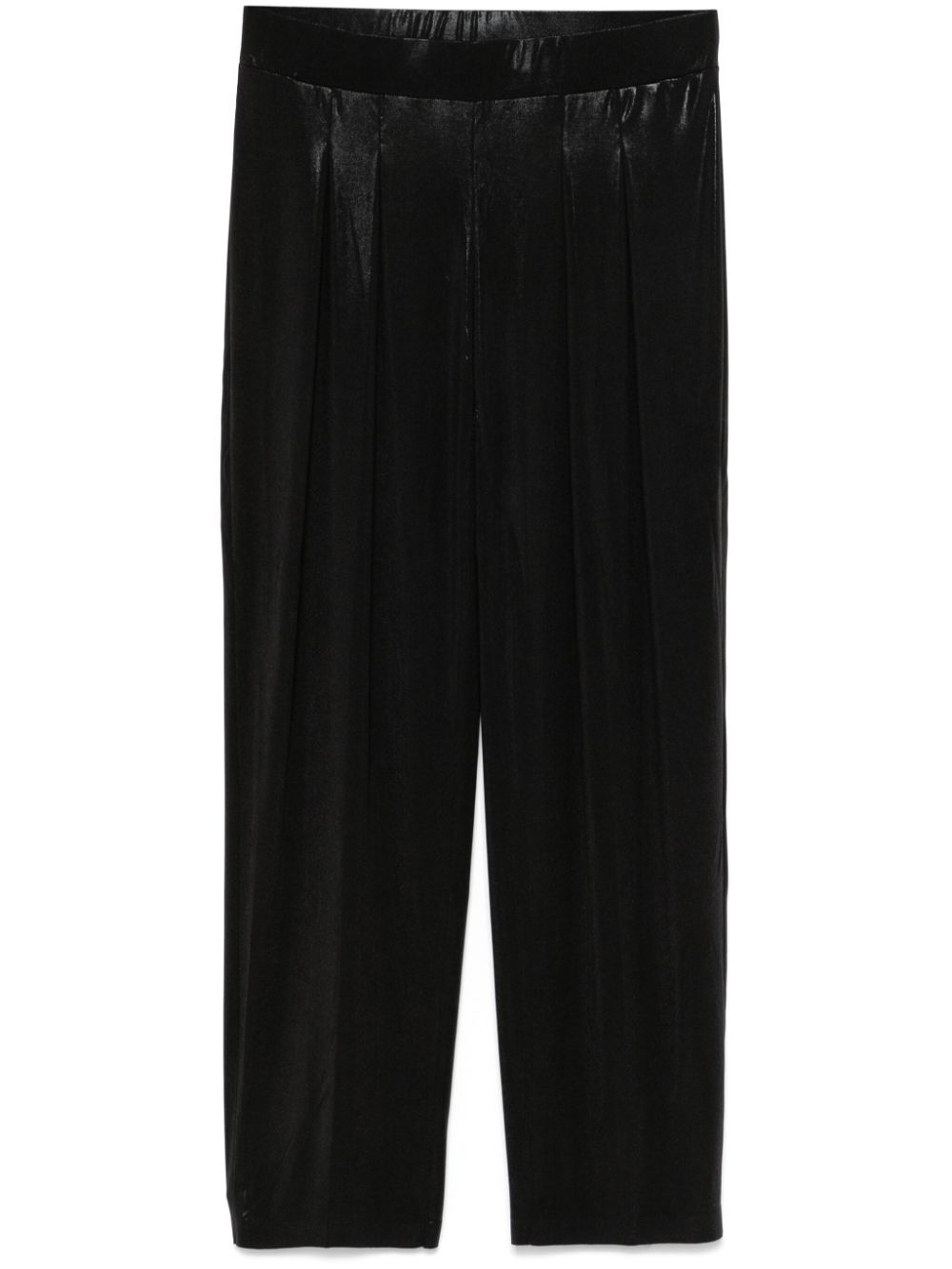 Norma Kamali Black Stretch Lamé Trousers image 0