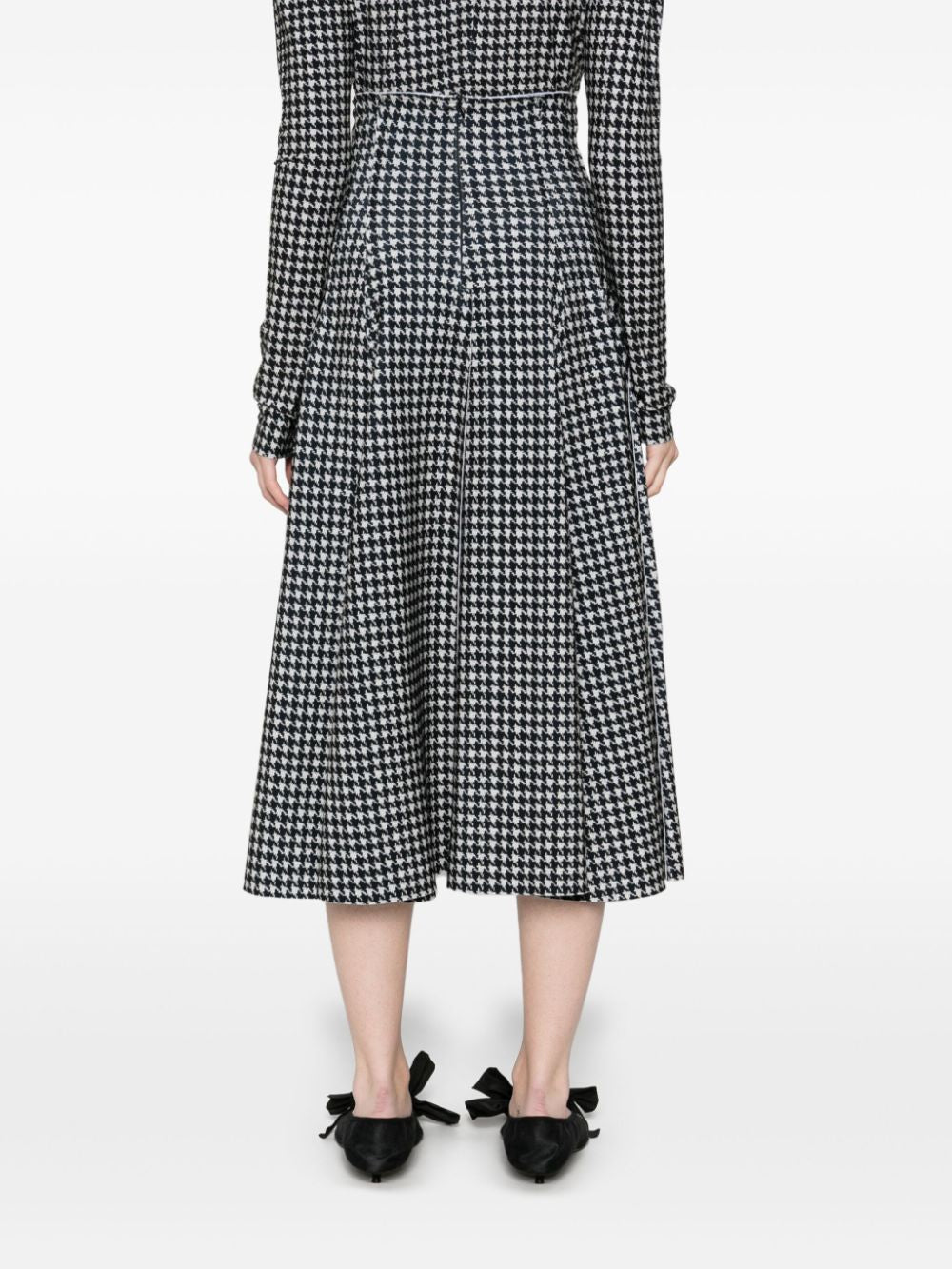 Norma Kamali Houndstooth A-Line Skirt - Black image 1