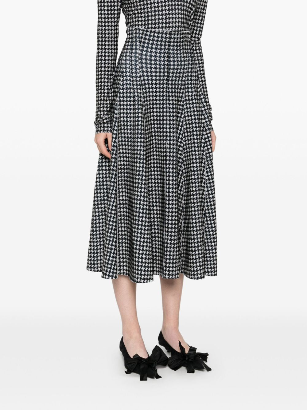 Norma Kamali Houndstooth A-Line Skirt - Black image 2