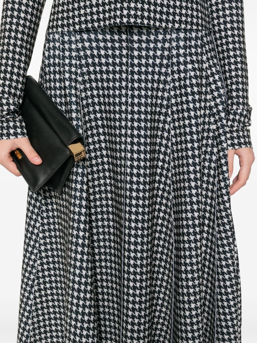 Norma Kamali Houndstooth A-Line Skirt - Black image 3