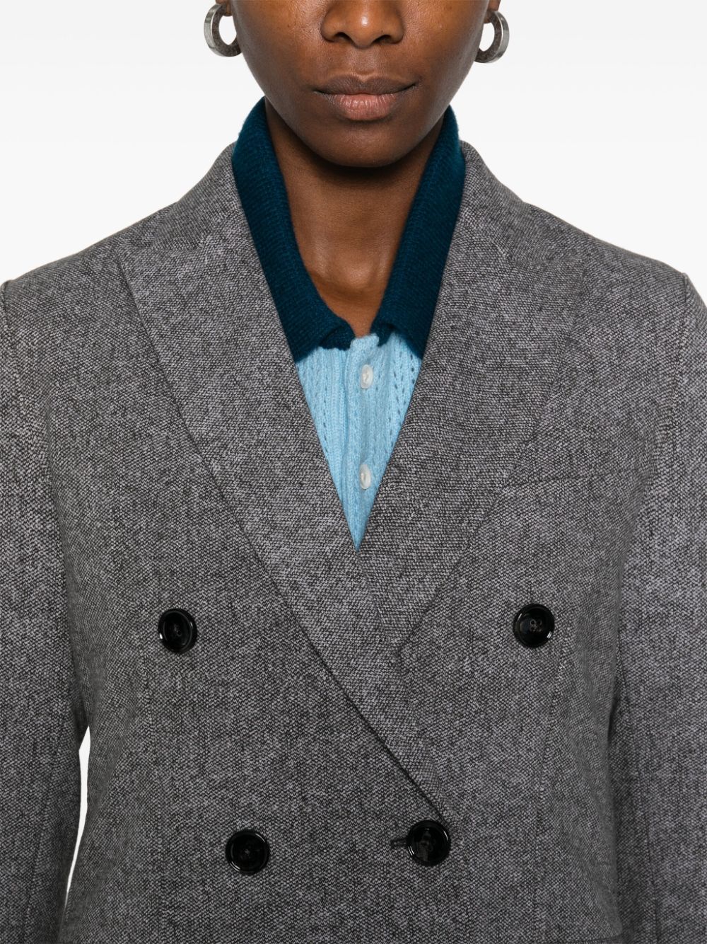 Circolo 1901 Grey Double-Breasted Cotton Blend Jacket image 1