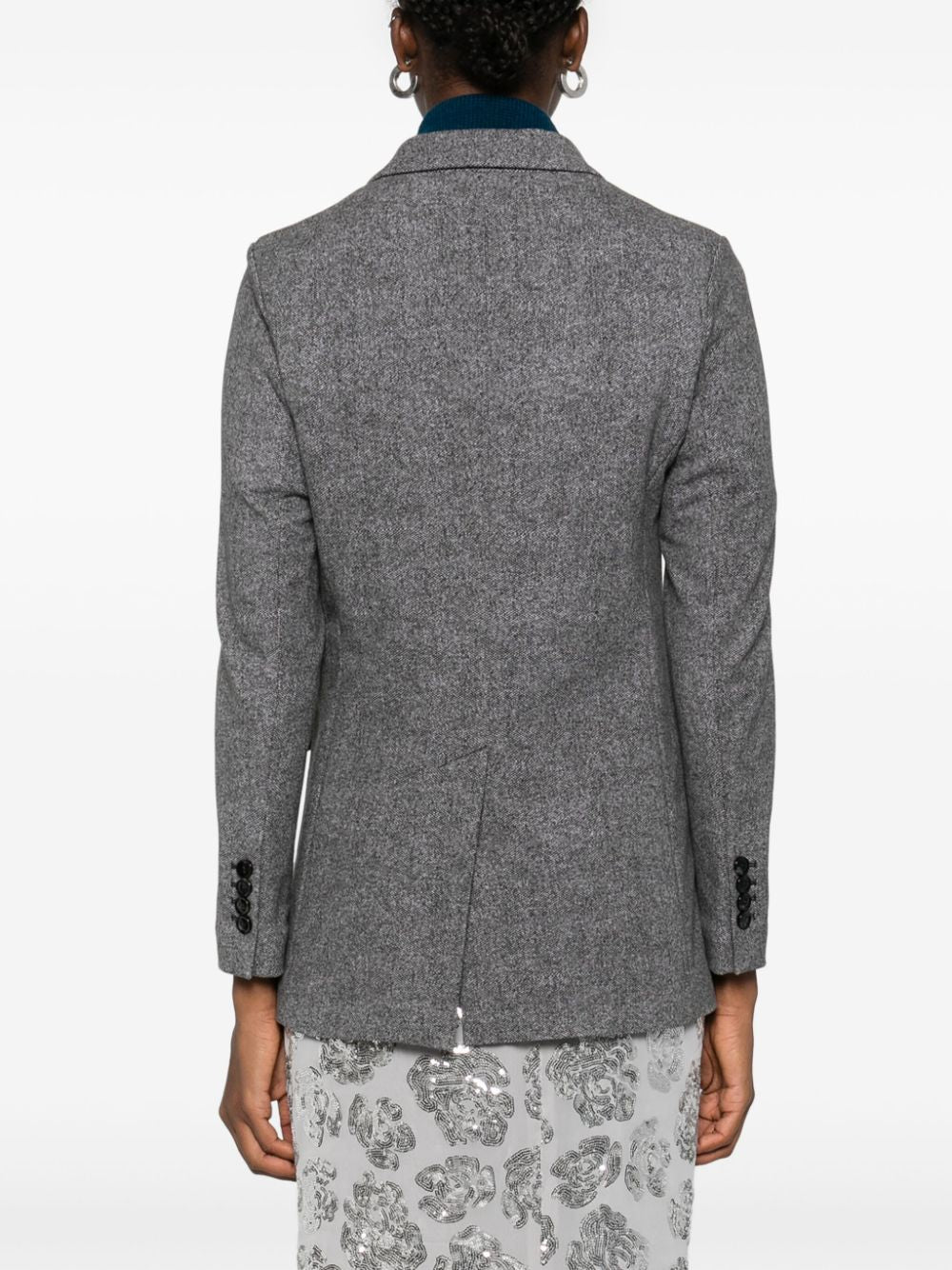 Circolo 1901 Grey Double-Breasted Cotton Blend Jacket image 4