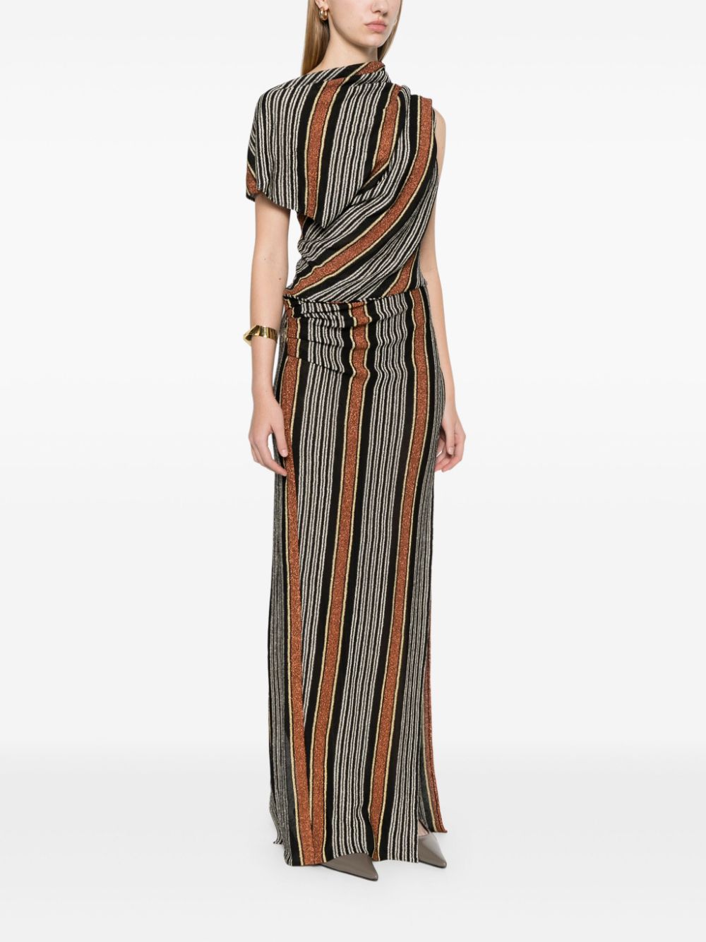 Missoni Black and Multicolor Striped Draped Dress image 1