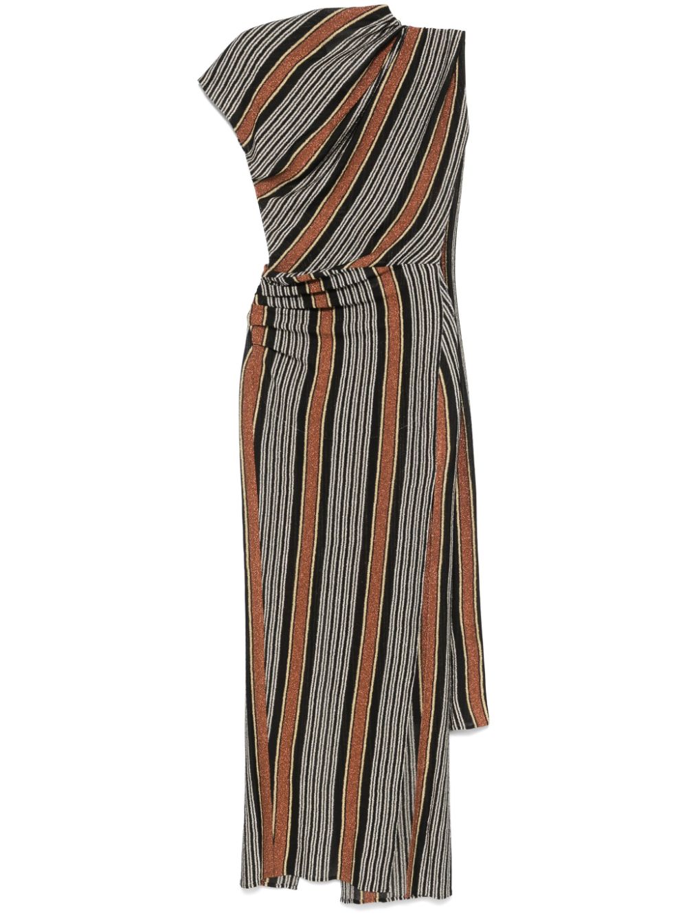 Missoni Black and Multicolor Striped Draped Dress image 0