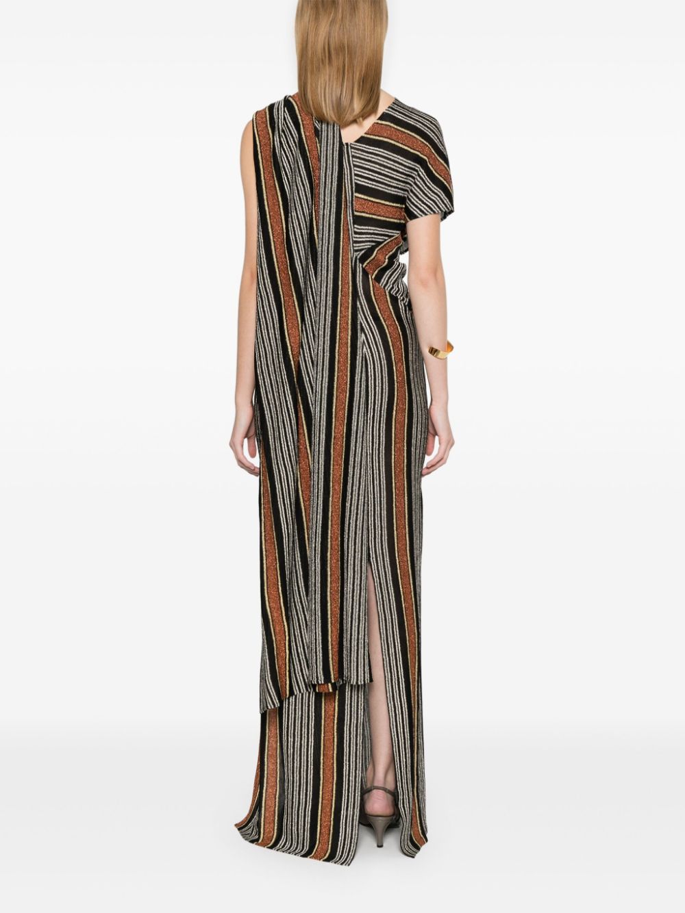 Missoni Black and Multicolor Striped Draped Dress image 2