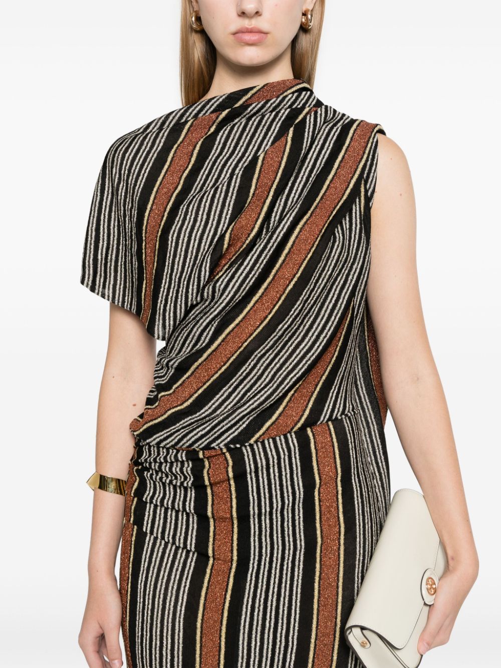 Missoni Black and Multicolor Striped Draped Dress image 3