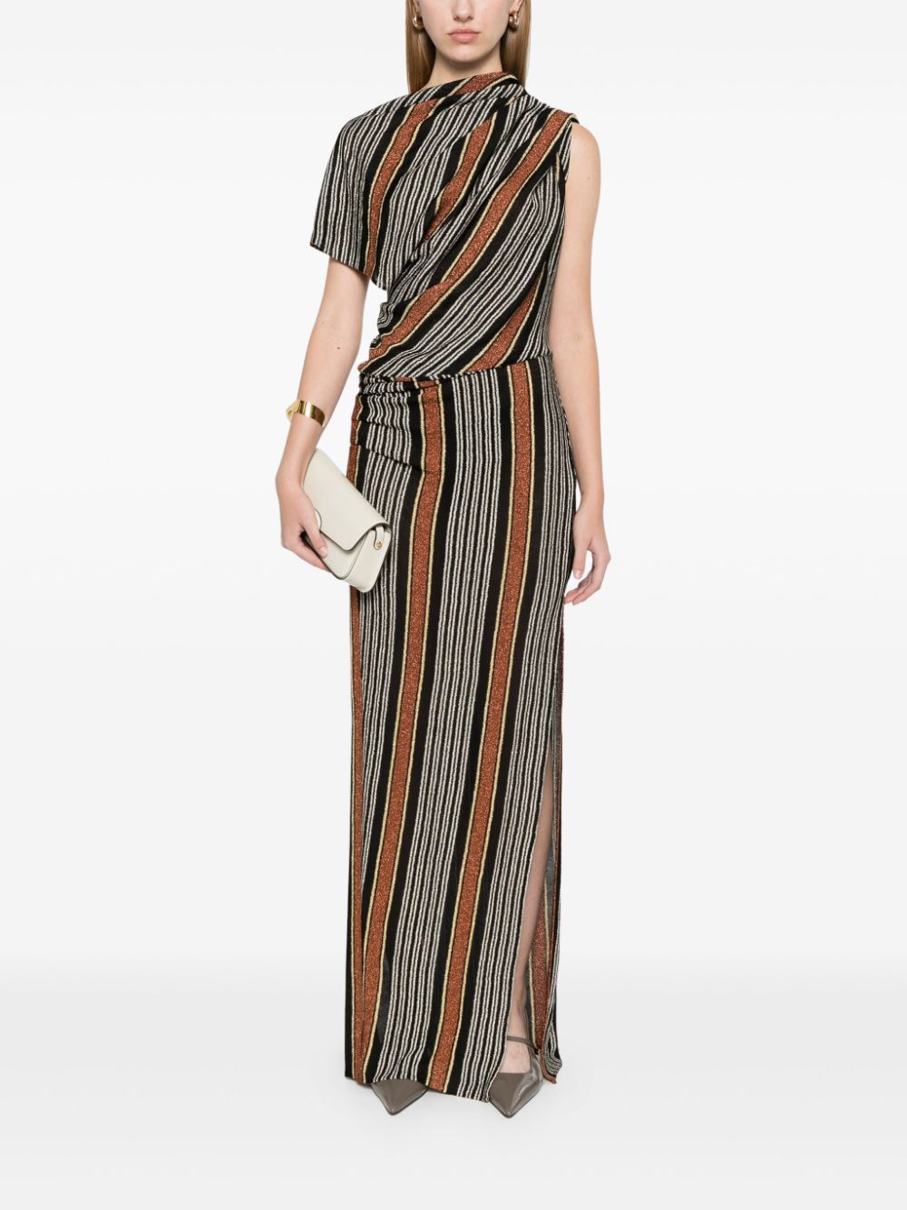 Missoni Black and Multicolor Striped Draped Dress image 4