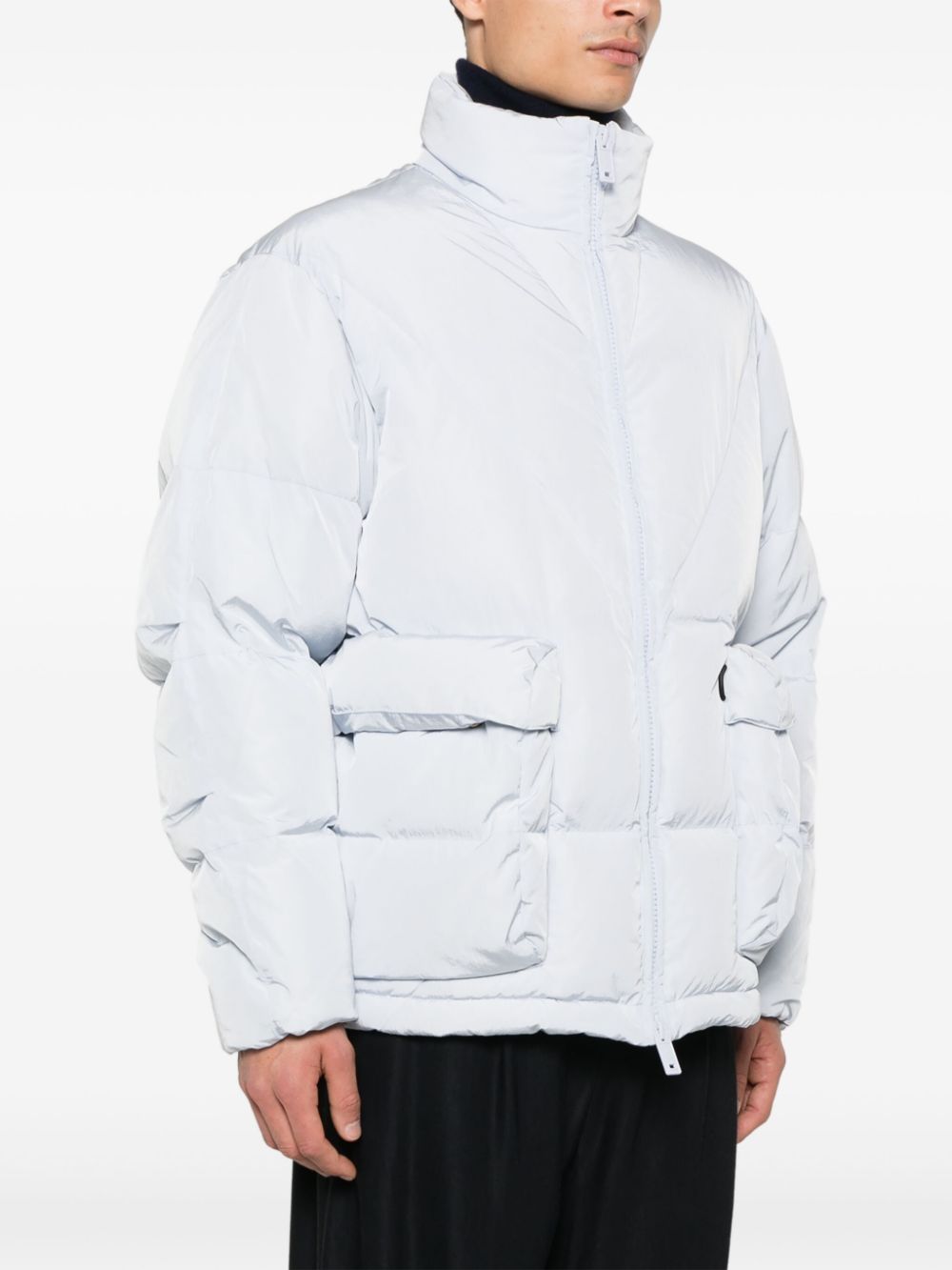 Emporio Armani Grey Quilted Down Feather Coat image 0