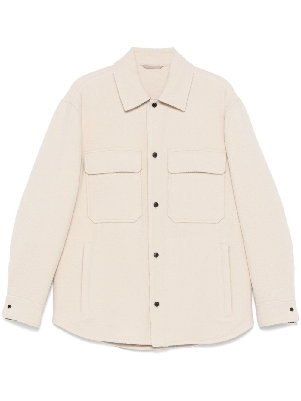 Emporio Armani White Herringbone Wool Jacket image 0