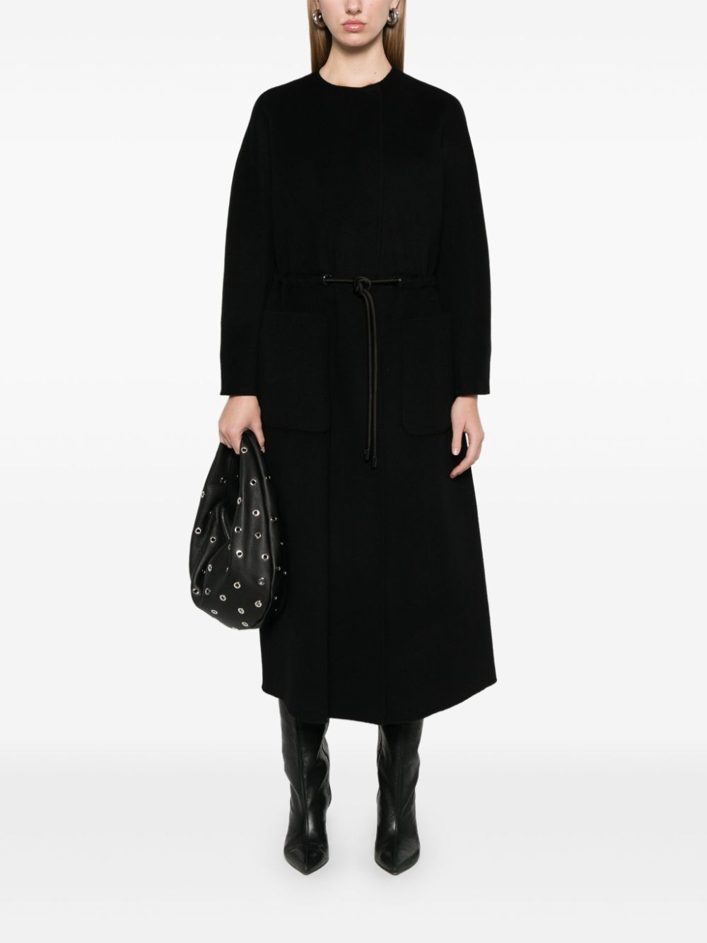 Emporio Armani Black Virgin Wool & Cashmere Blend Coat image 1