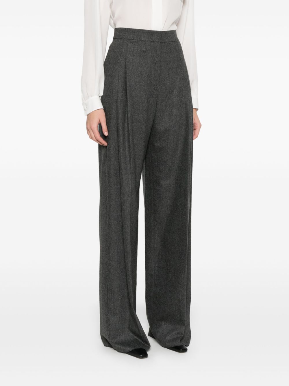 Emporio Armani Men's Grey Flannel Trousers with Pleats image 4