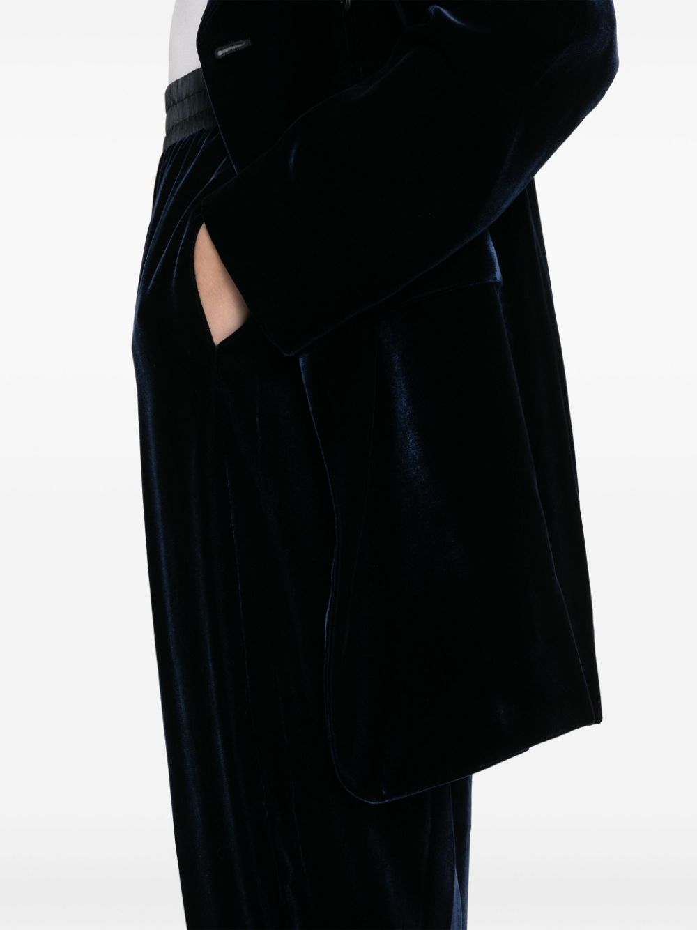 Emporio Armani Midnight Blue Velvet Trousers image 1