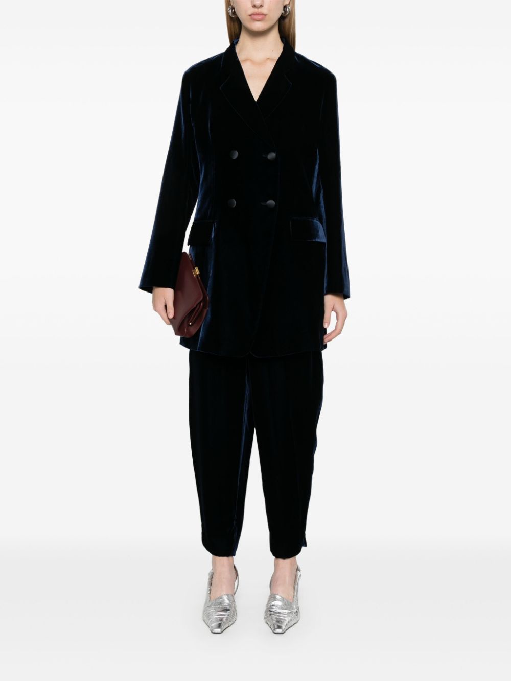 Emporio Armani Midnight Blue Velvet Trousers image 3