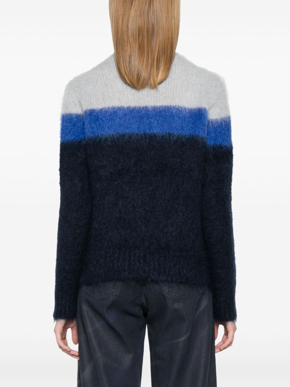 Emporio Armani Blue Mohair Blend Striped Sweater image 2