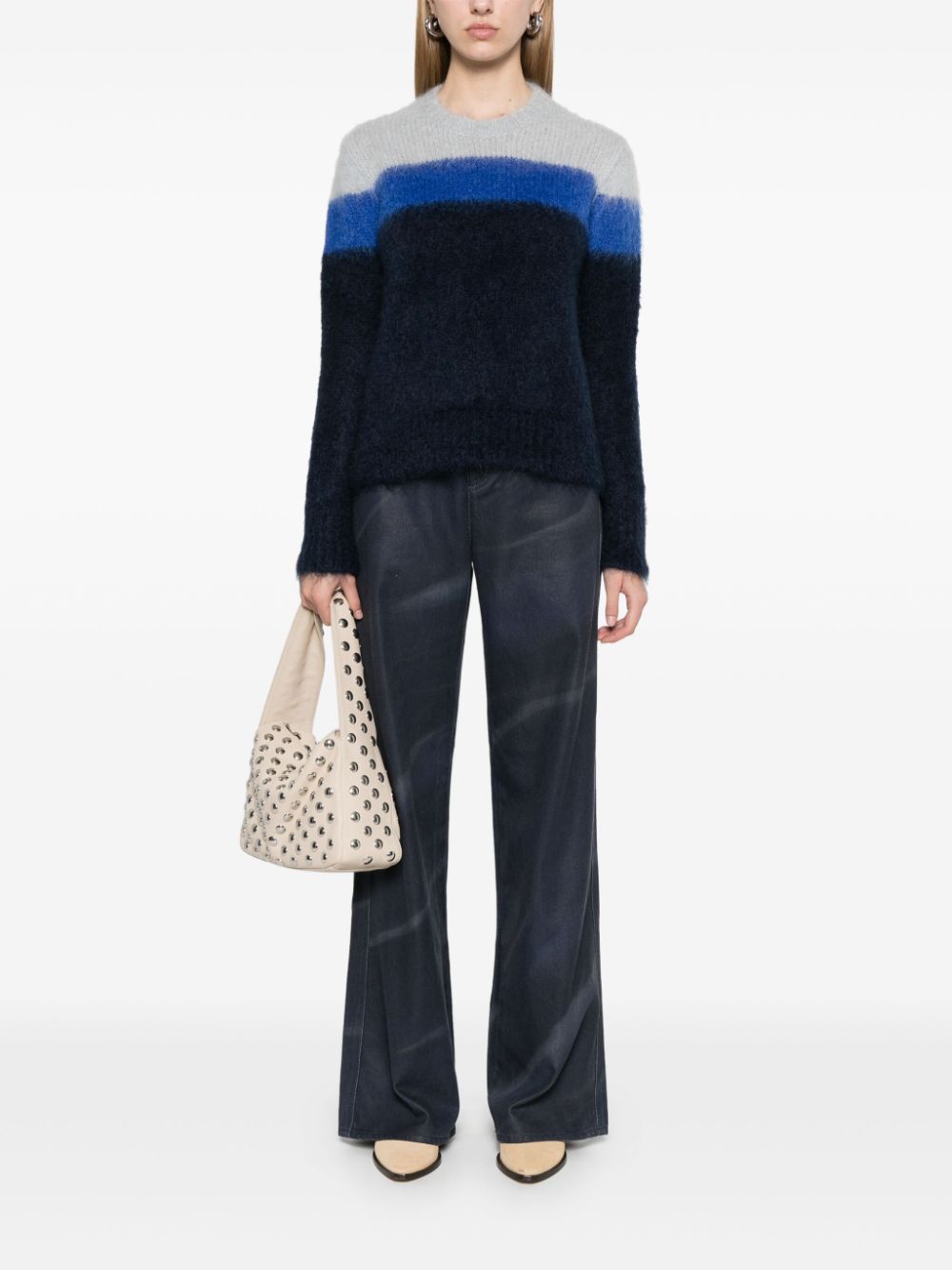 Emporio Armani Blue Mohair Blend Striped Sweater image 3