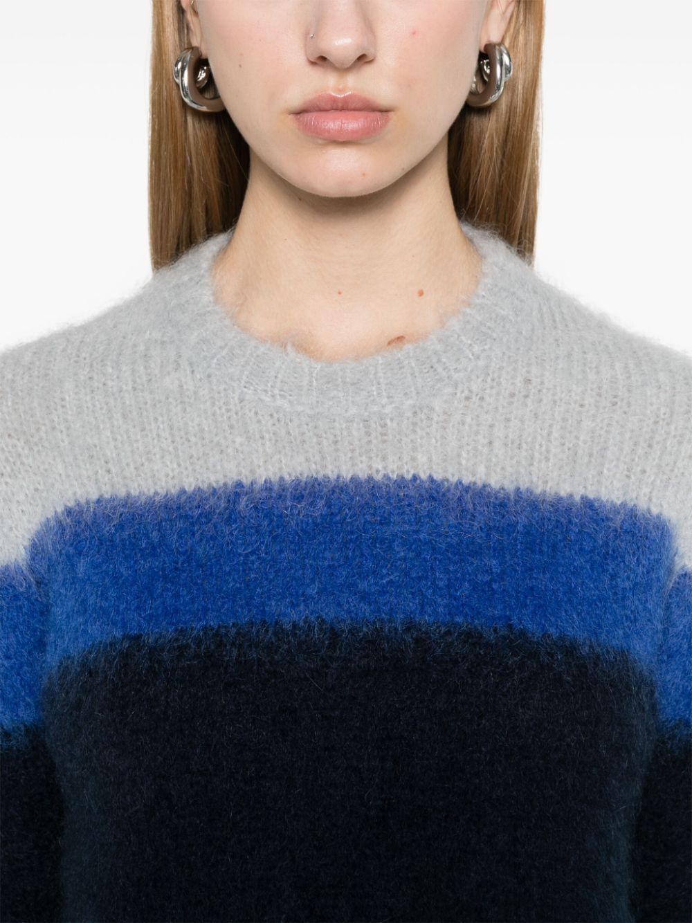 Emporio Armani Blue Mohair Blend Striped Sweater image 4