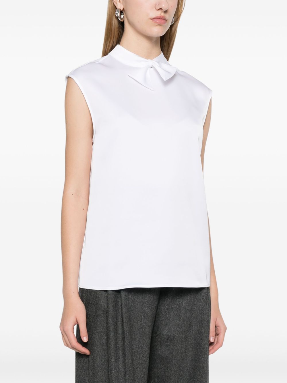 Emporio Armani White Satin Top with Knot Detailing image 1