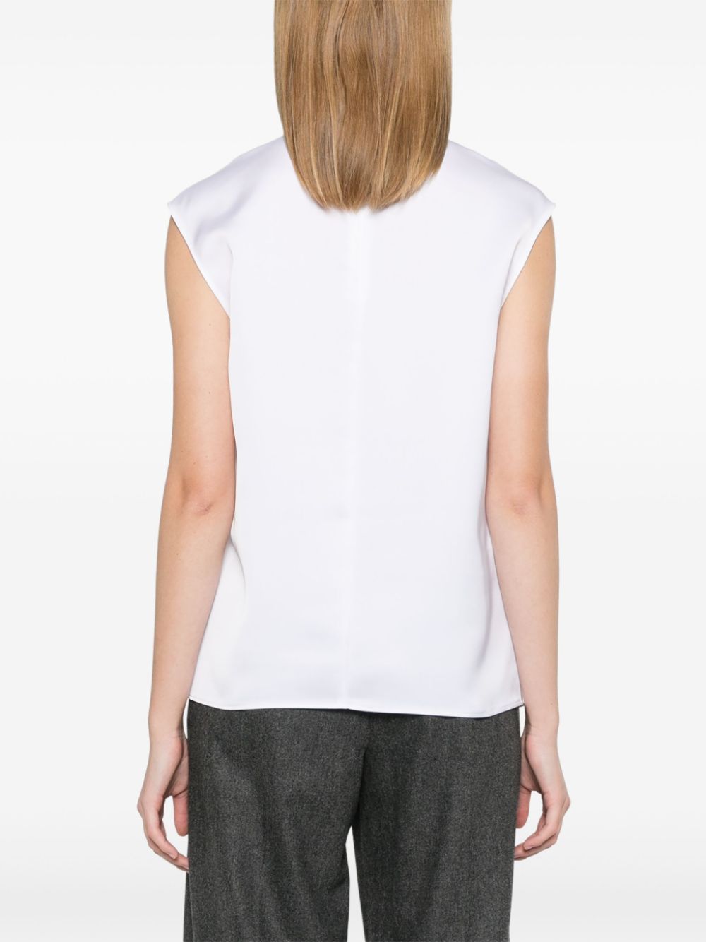 Emporio Armani White Satin Top with Knot Detailing image 2