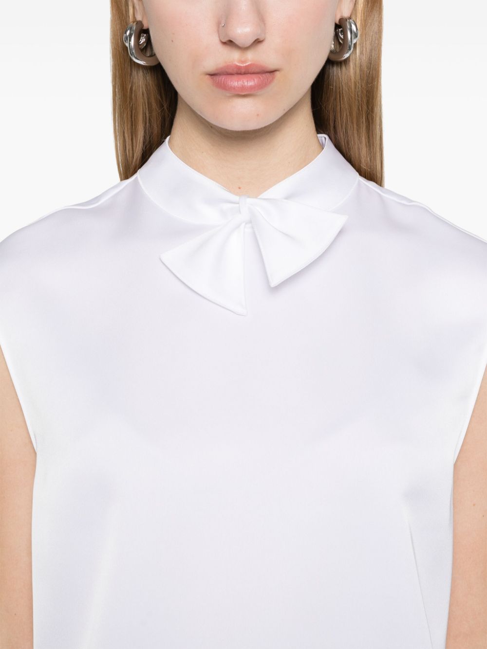 Emporio Armani White Satin Top with Knot Detailing image 3