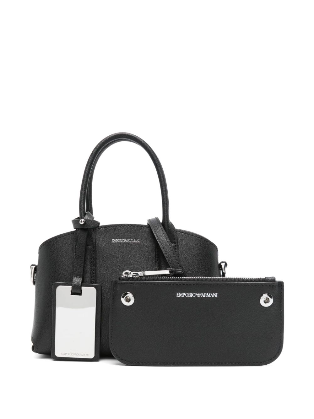 Emporio Armani Capsule Black Faux Leather Tote Bag image 1