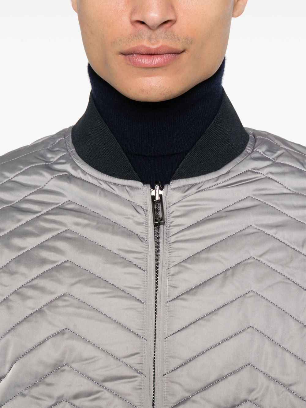 Emporio Armani Reversible Diamond Quilted Coat - Light Grey image 3