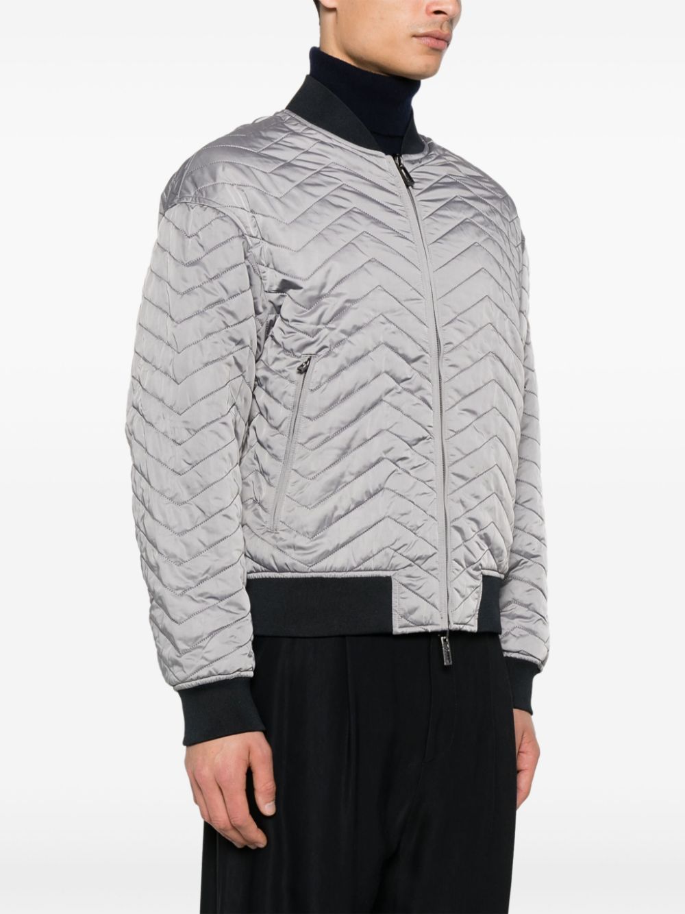 Emporio Armani Reversible Diamond Quilted Coat - Light Grey image 4