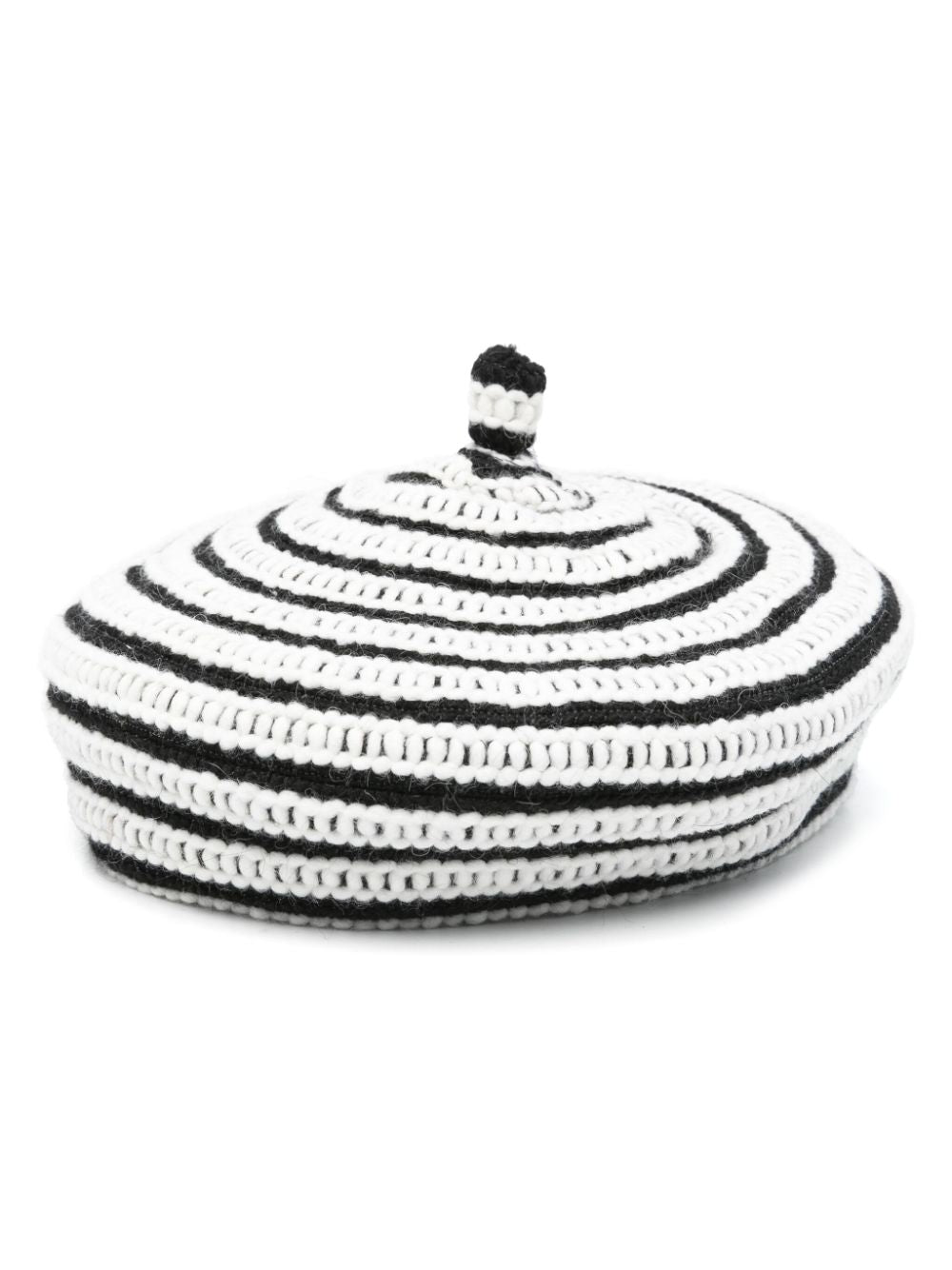 Emporio Armani Black & White Crochet Knit Hat image 0