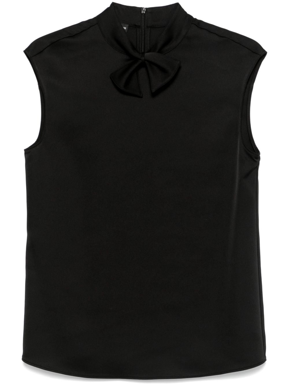 Emporio Armani Sleeveless Knot Detail Satin Top - Black image 0