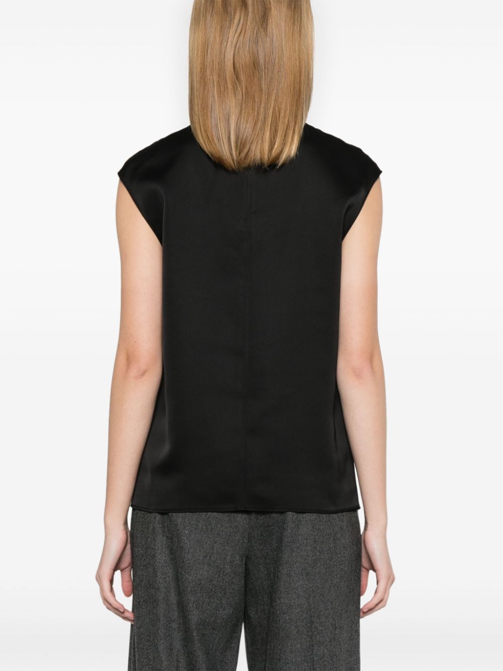 Emporio Armani Sleeveless Knot Detail Satin Top - Black image 3