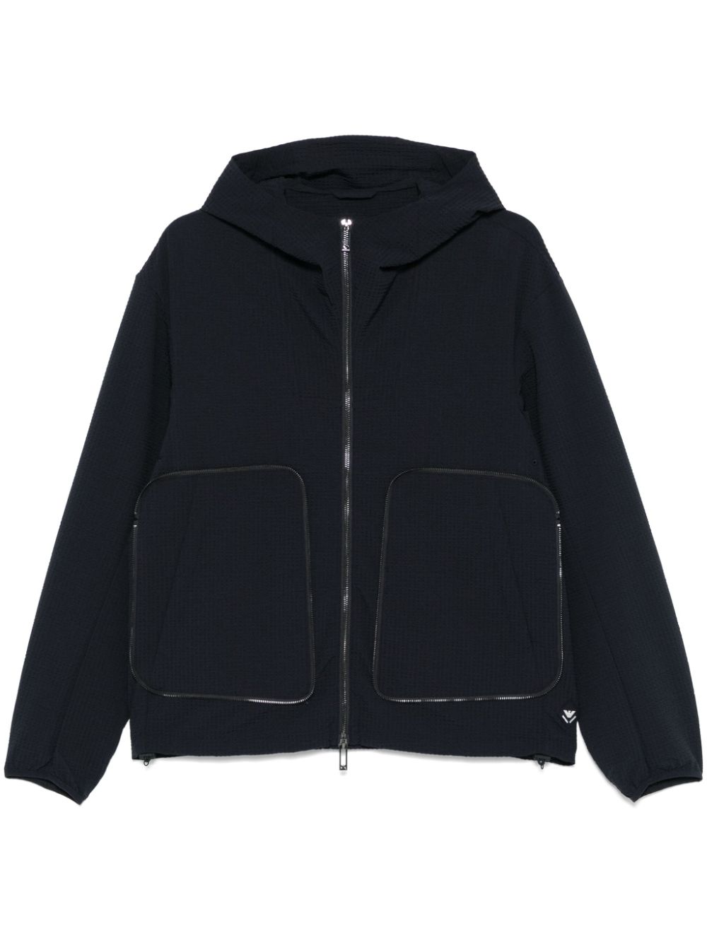 Emporio Armani Blue Seersucker Lightweight Coat image 0