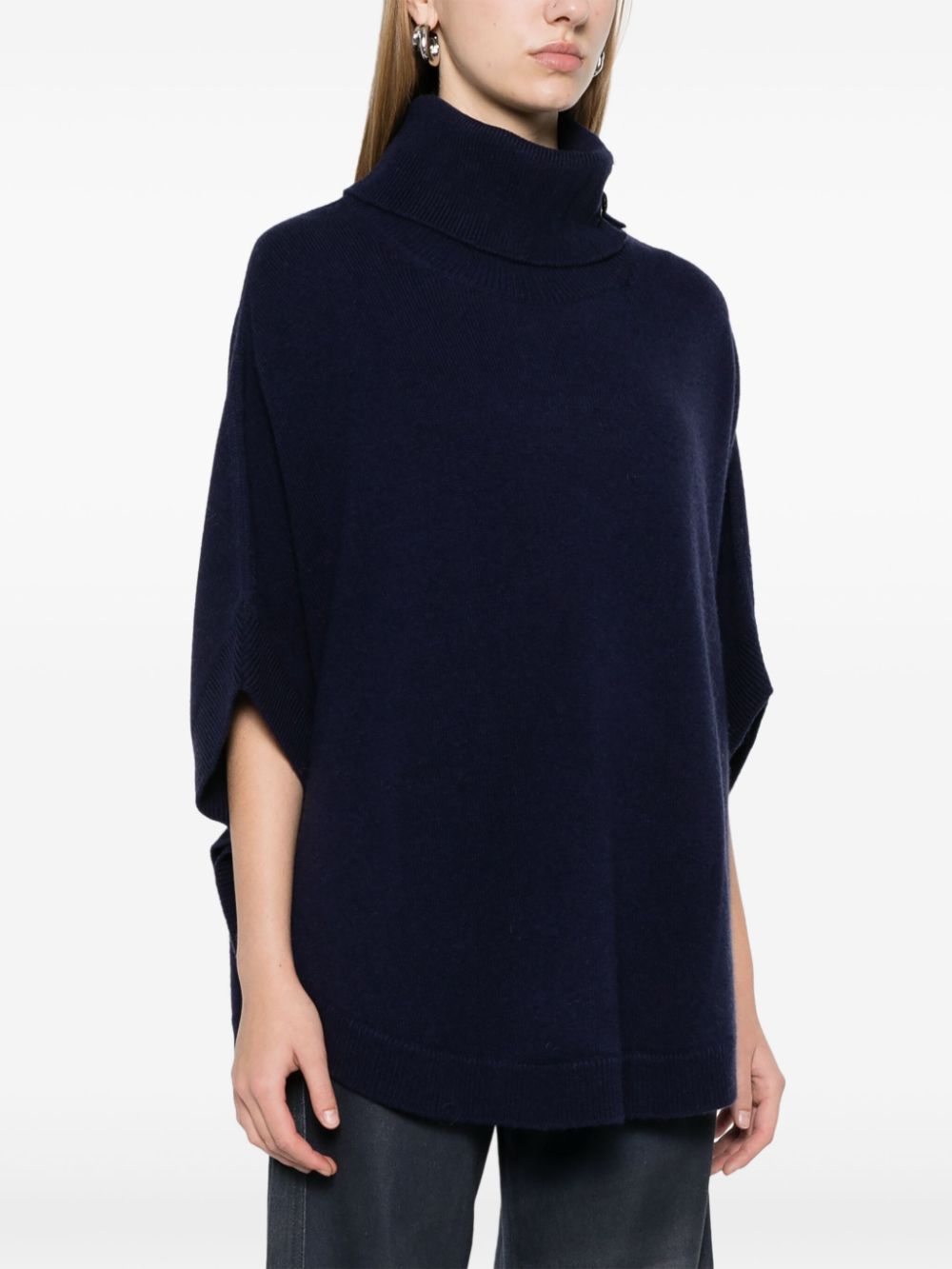 Emporio Armani Blue Wool-Cashmere Blend Cape Jacket image 1