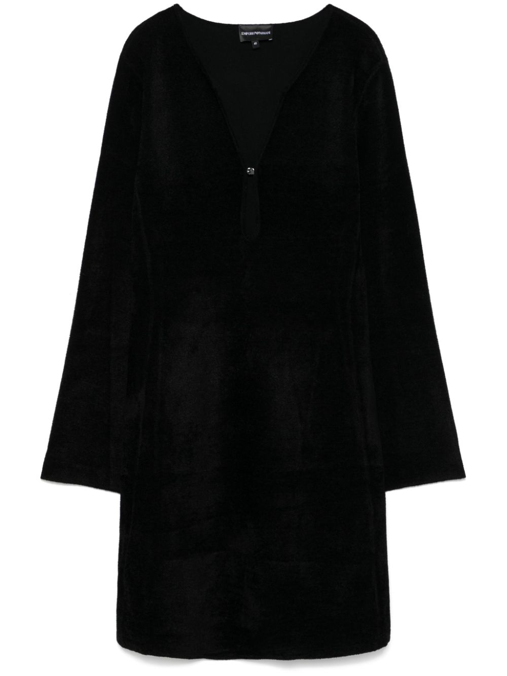 Emporio Armani Black Knitted Dress with Plunging V-Neck image 0