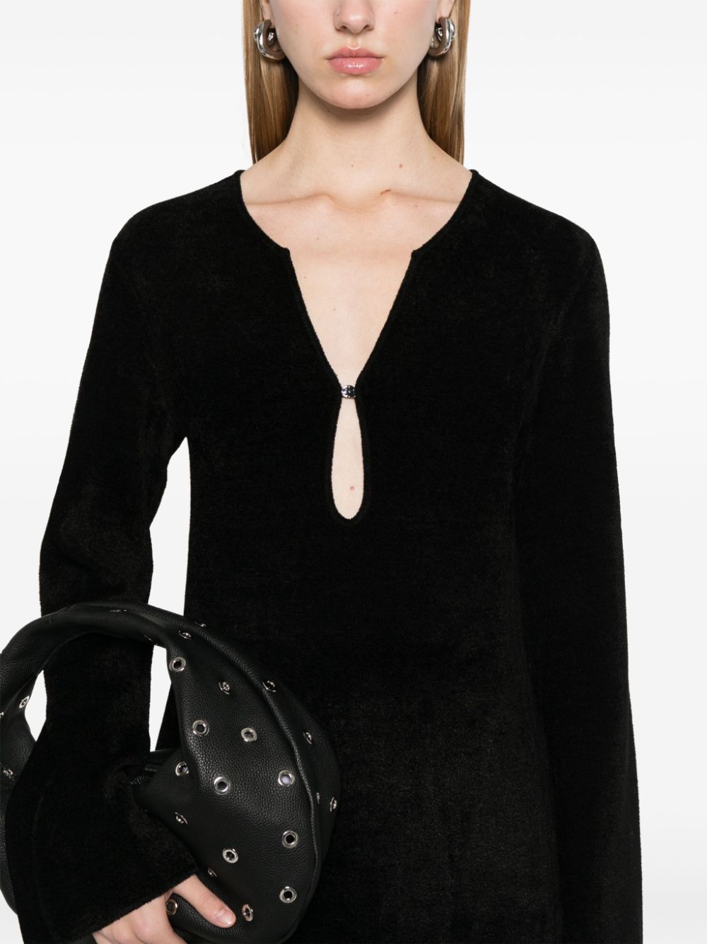 Emporio Armani Black Knitted Dress with Plunging V-Neck image 1