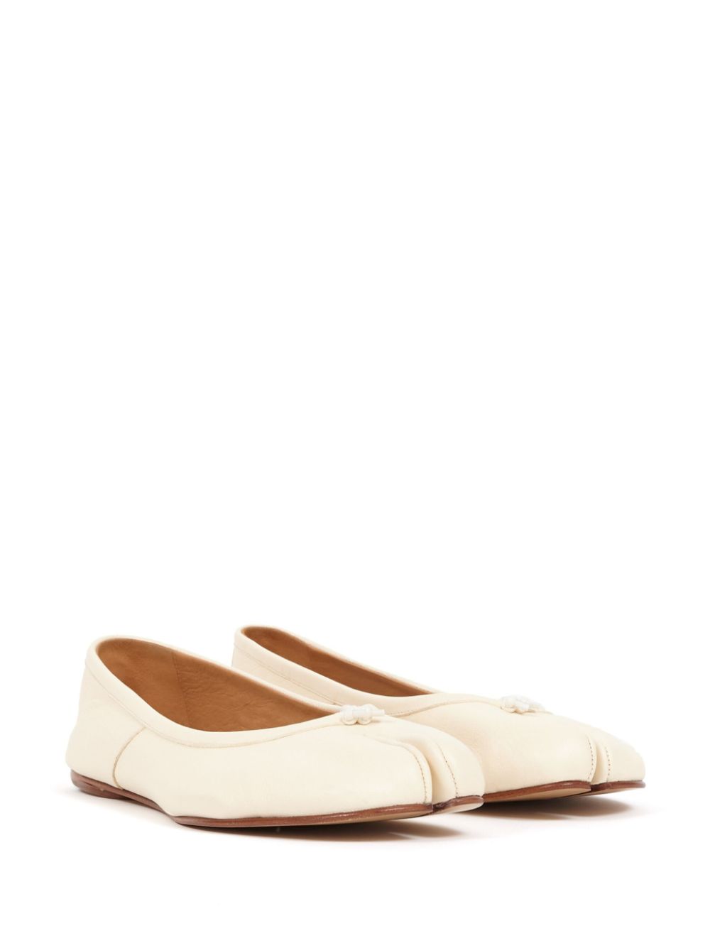 Maison Margiela White Leather Tabi Ballet Flats image 4