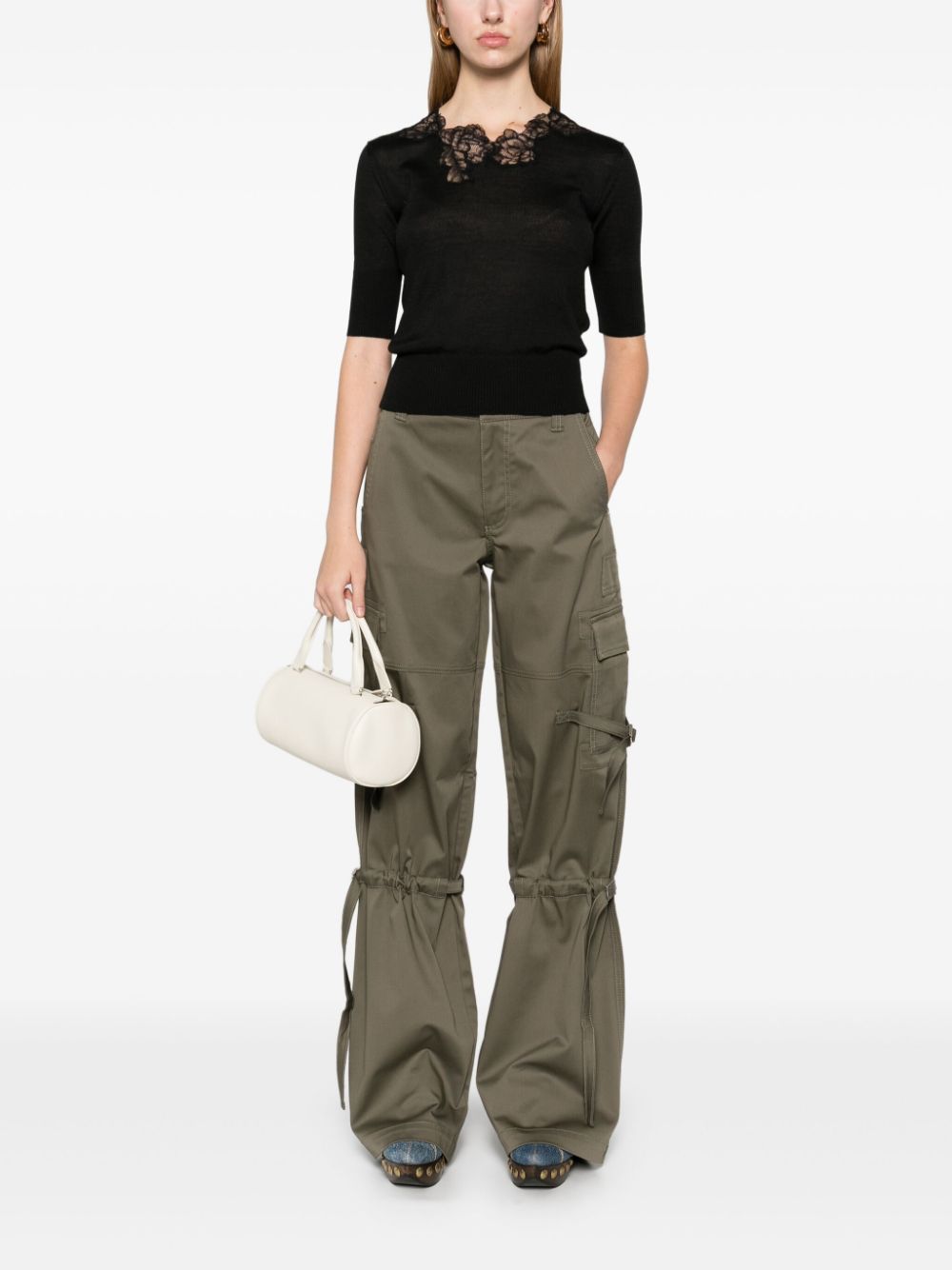 Ermanno Scervino Green Cotton Twill Straight Leg Trousers image 4