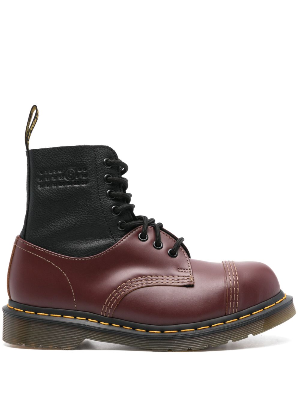 032C Bordeaux Leather Panelled Boots image 0